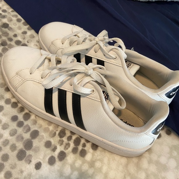 adidas Shoes - Adidas white and navy signature sneakers
